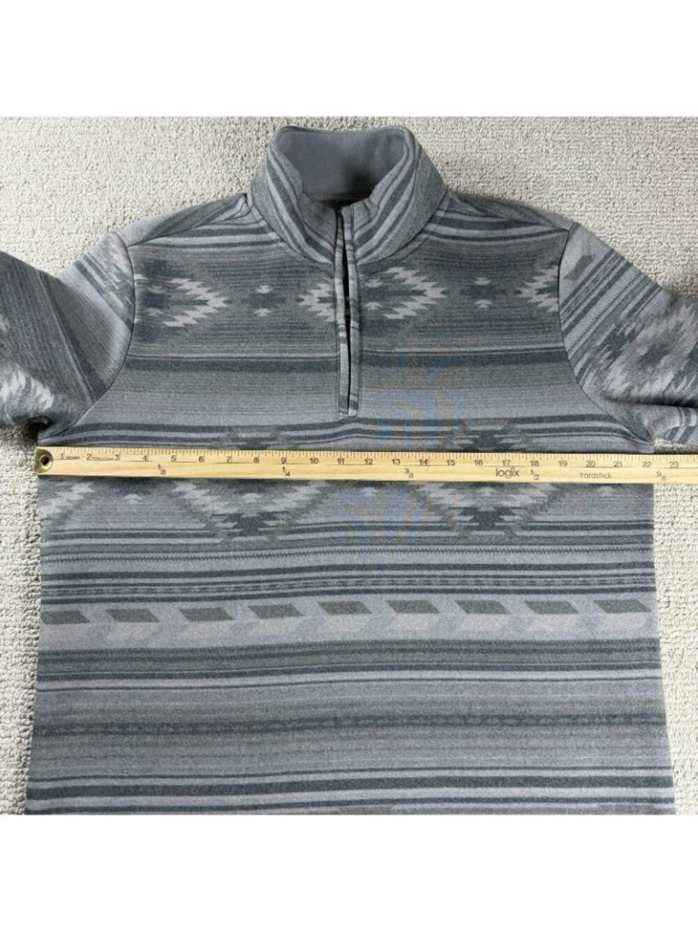 Frye Aztec Pattern 1/4 Zip Sweater Gray Men’s Size Medium - Picture 5 of 7